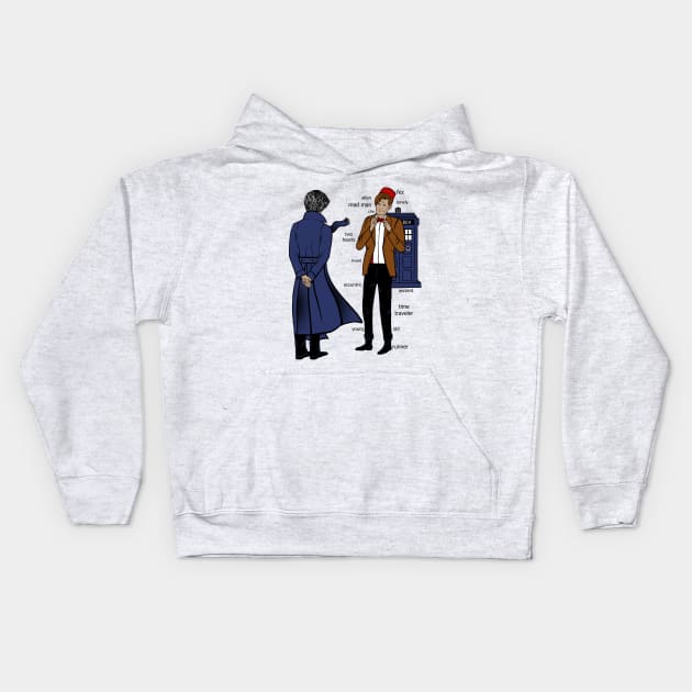 Sherlock meets the Doctor Kids Hoodie by ChloeRose